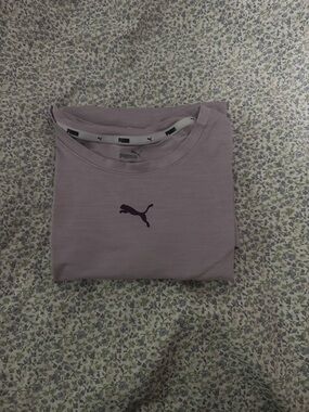 Puma Women’s Light Lavender Crew Neck Tee with Dark Purple Logo